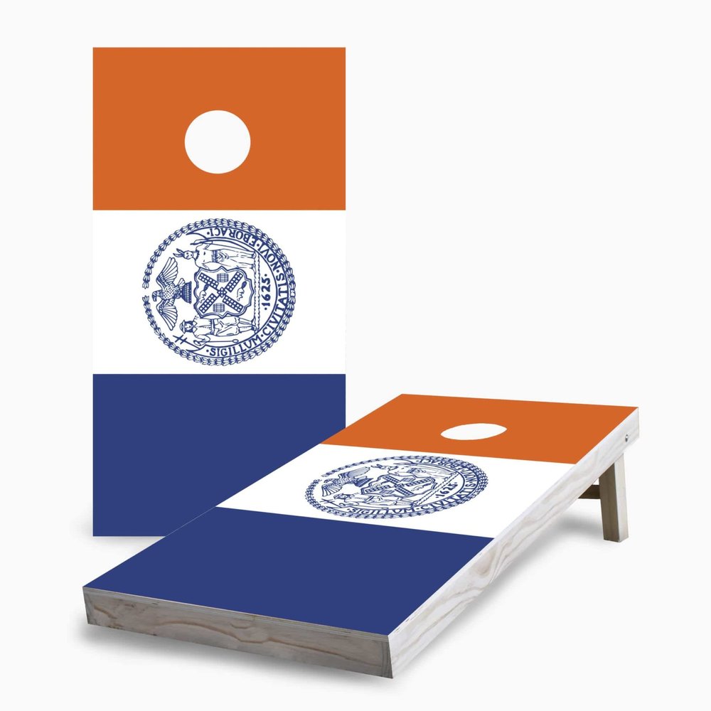 Skip's Garage New York City Flag 2x4 Cornhole Boards - Corn Filled Bags - NO Additional Accessories