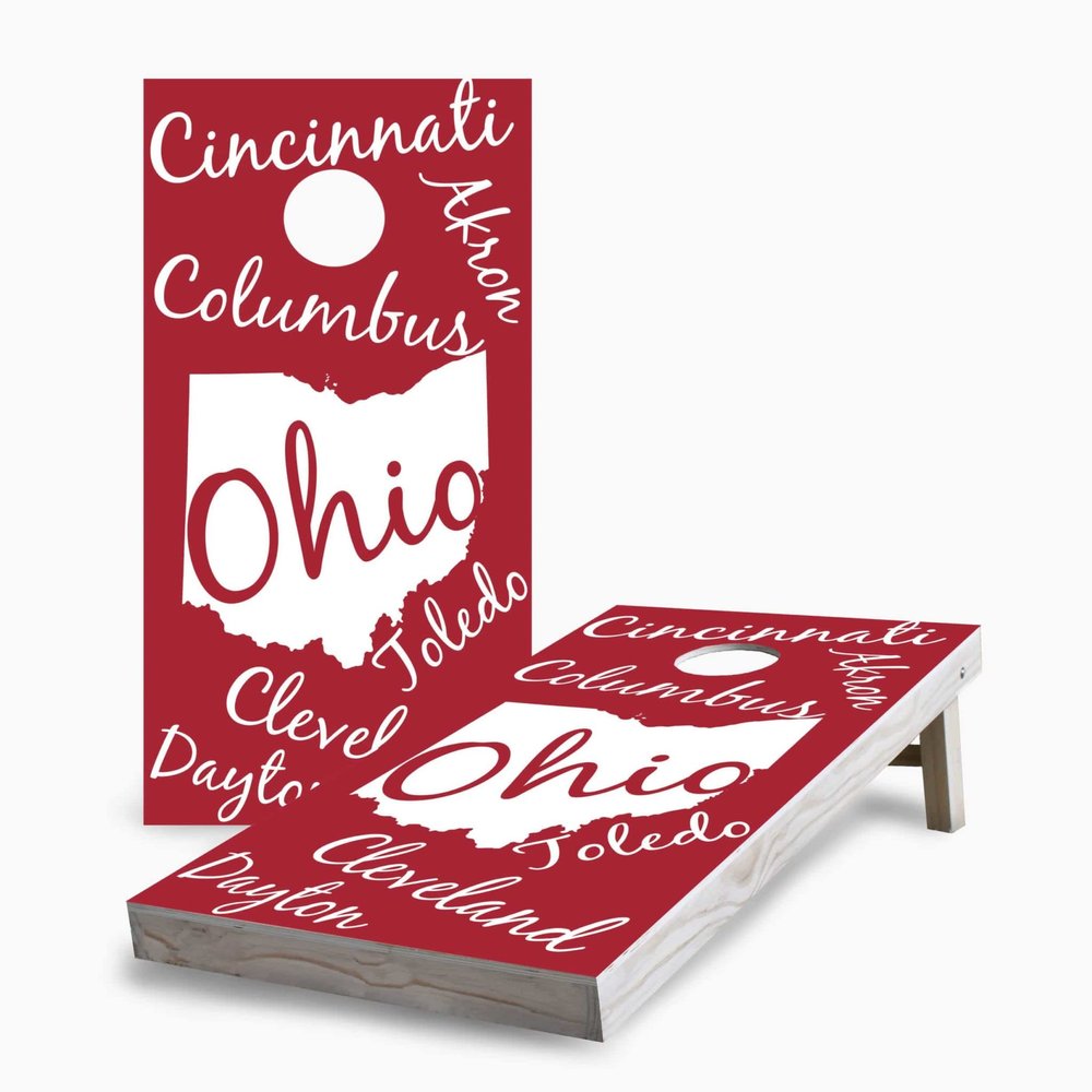 Skip's Garage Ohio State Pride 2x4 Cornhole Boards - All Weather Bags - Include Hole Lights + Score Combo