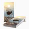 Skip's Garage Sunset Red Wine on The Beach 2x4 Cornhole Boards - Corn Filled Bags - Include Case + Hole + Edge Lights view 1