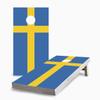 Swedish Flag 2x4 Cornhole Boards - All Weather Bags - Include Hole Lights view 1