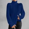 Women 's Turtleneck Sweaters Slouchy Knit Chunky Sweater Fall Winter FashionCable Weaving Long Sleeve Pullover Dark Blue M view 2