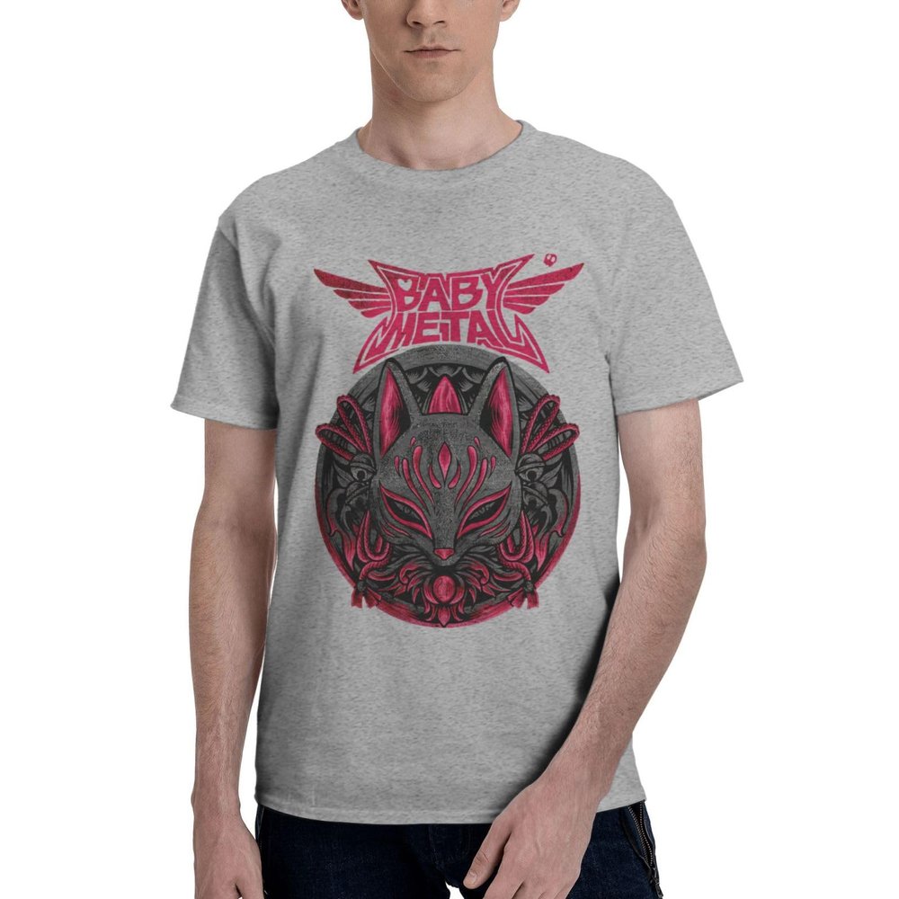 Baby&Metal Band Mens Tee Fashion Short Sleeve Sports Gym Workout Crewneck Gray T Shirt Large