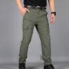 amazon of prime membership Mens Casual Pants Classic Fit Stretch Elastic Multi Pockets Cargo Pants Loose Straight Sweatpants Tactical Pants mens golf pants Green M view 2