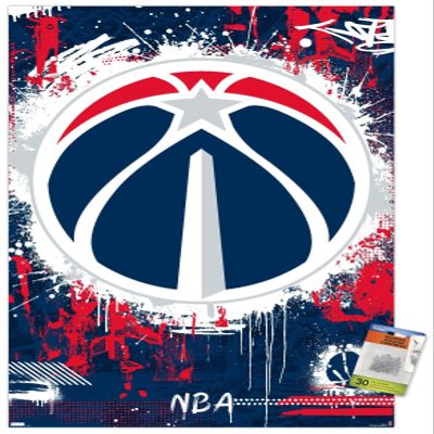 Trends International NBA Washington Wizards - Maximalist Logo 23 Wall Poster, 22.37" x 34.00", Poster & Push Pin Bundle