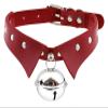 AKYLDI PU Leather Collar Gothic Necklace Neck Accessories Adjustable Size Punk Bell Choker (Color : Red) view 1