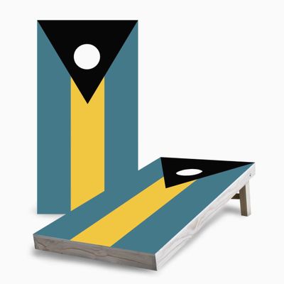 Skip's Garage Bahamas Flag 2x4 Cornhole Boards - All Weather Bags - Include Carry Case