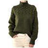 Amazon Warehouse Women's Turtleneck Sweaters Slouchy Knit Chunky Sweater Fall Winter Fashion Cable Weaving Long Sleeve Pullover Womens Christmas Sweater Army Green S view 2