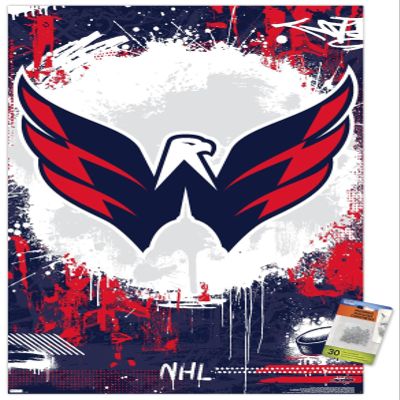 Trends International NHL Washington Capitals - Maximalist Logo 23 Wall Poster, 22.37" x 34.00", Poster & Push Pin Bundle