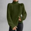 Amazon Deals Today Women's Turtleneck Sweaters Slouchy Knit Chunky Sweater Fall Winter Fashion Cable Weaving Long Sleeve Pullover Pink Sweater Vest Army Green XL view 2