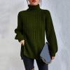 Amazon Deals Today Women's Turtleneck Sweaters Slouchy Knit Chunky Sweater Fall Winter Fashion Cable Weaving Long Sleeve Pullover Pink Sweater Vest Army Green XL view 3