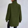Amazon Deals Today Women's Turtleneck Sweaters Slouchy Knit Chunky Sweater Fall Winter Fashion Cable Weaving Long Sleeve Pullover Pink Sweater Vest Army Green XL view 4