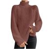 Women's Turtleneck Sweaters Slouchy Knit Chunky Sweater Fall Winter Fashion Cable Weaving Long Sleeve Pullover Womens Sweaters 2025 Brown 2X view 1