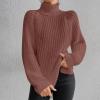 Women's Turtleneck Sweaters Slouchy Knit Chunky Sweater Fall Winter Fashion Cable Weaving Long Sleeve Pullover Womens Sweaters 2025 Brown 2X view 2