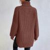 Women's Turtleneck Sweaters Slouchy Knit Chunky Sweater Fall Winter Fashion Cable Weaving Long Sleeve Pullover Womens Sweaters 2025 Brown 2X view 4