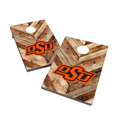 Oklahoma State Cornhole Boards, 2x4 Bag Toss Cornhole Set, Officially Licensed Cornhole Boards, Comes with (2) Boards, (8) Bags & LED Hole Lights