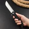 GEPAS Russian folding knife 4 inches blade Sandvik Steel, Black G10 Handles,Red flax handle,Outdoor Pocket tools (Black handle) view 4