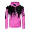 Men's Hoodies Tracksuit Gradient Color Long Sleeve Sweatshirts Jogger Pant 2 Piece Outfits Fall Jogging SweatsuitsCute Pockets Hoodie V Neck Sweatshirt Men Mens Tops Casual,(Hot Pink,M) view 2