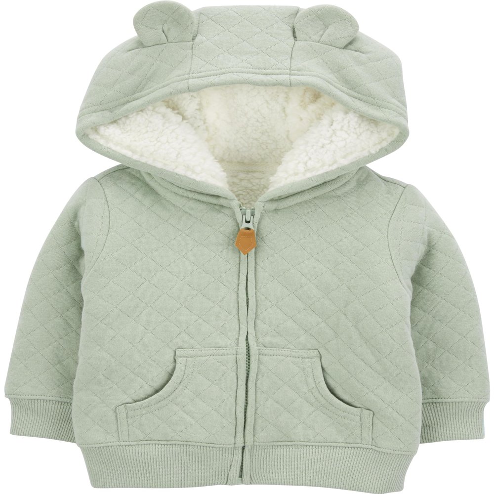 Simple Joys by Carter's unisex-baby Hooded Sweater Jacket with Sherpa Lining, Green, 6-9 Months