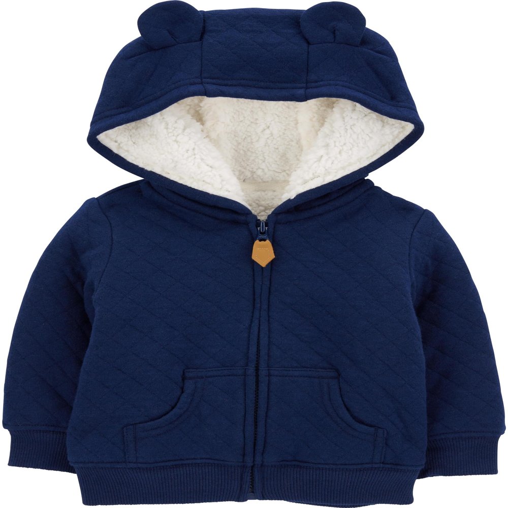 Simple Joys by Carter's unisex-baby Hooded Sweater Jacket with Sherpa Lining, Navy, 6-9 Months