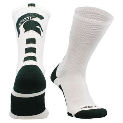 TCK Michigan State Spartans Socks Baseline Crew (Green/White, Medium)