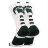TCK Michigan State Spartans Socks Baseline Crew (Green/White, Medium) view 2