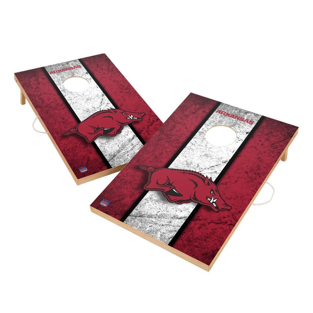 Arkansas Cornhole Boards, 2x4 Solid Wood Corn Hole Set, Officially Licensed Cornhole Boards, Comes with (2) Boards & (8) Bags