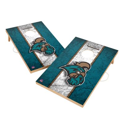 Coastal Carolina Cornhole Boards, 2x4 Solid Wood Corn Hole Set, Officially Licensed Cornhole Boards, Comes with (2) Boards & (8) Bags
