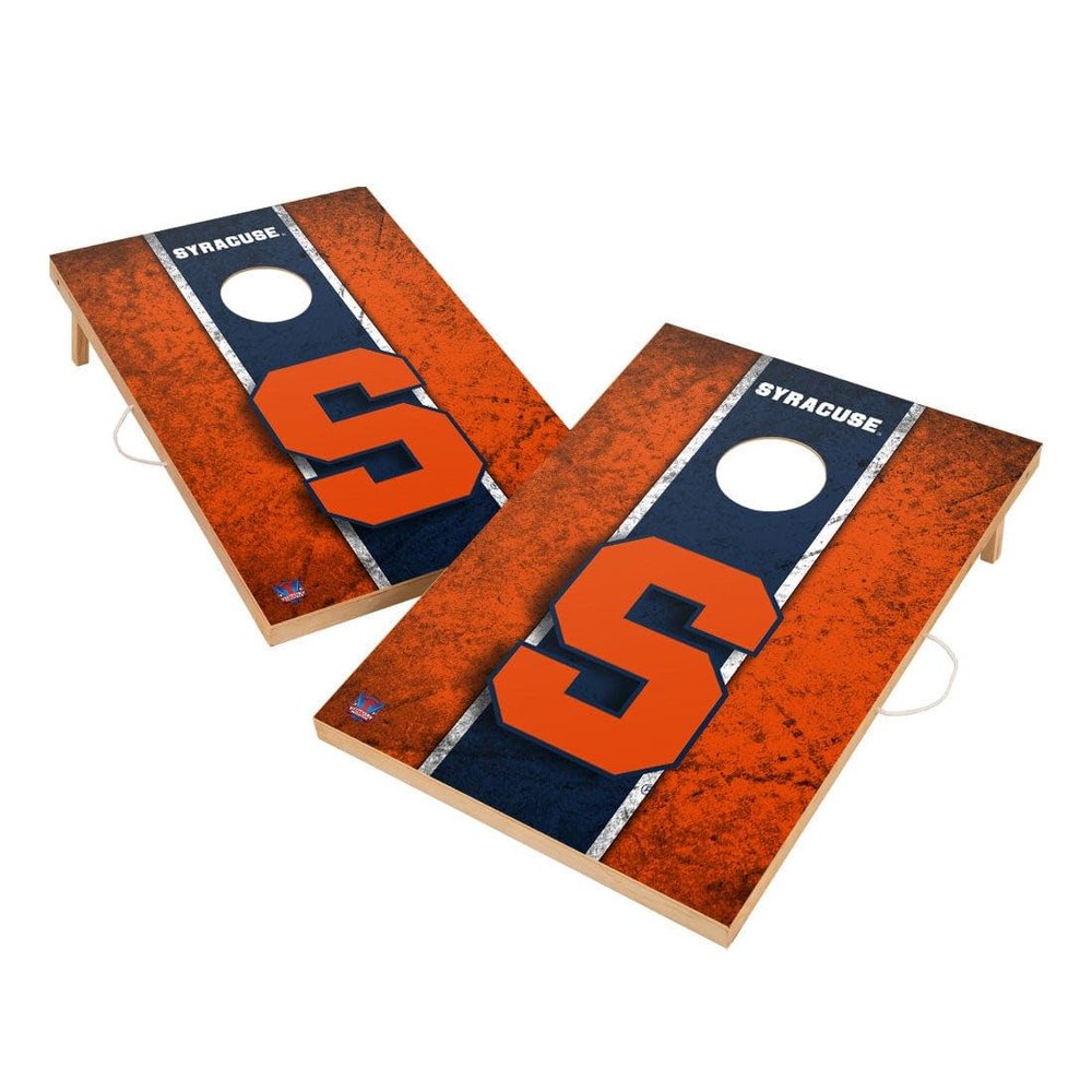 Syracuse Cornhole Boards, 2x4 Solid Wood Corn Hole Set, Officially Licensed Cornhole Boards, Comes with (2) Boards & (8) Bags