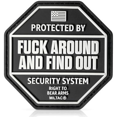 Fuck Around and Find Out Security Patch - FAFO Sign Morale Patches | Military Patches for Backpacks, Tactical Vest, Dog Harness, Chest Pack | Hook and Loop Rubber PVC (Protected by - Gray)