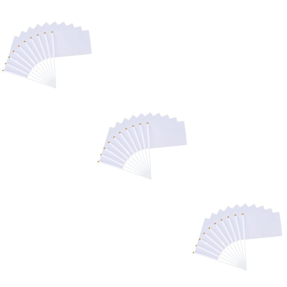 Didiseaon 60pcs White Hand- Referee Flags for Sports Events Lightweight Waving Banners for Racing Fans Easy Assembly Commanding Flags for Parties and Community Gatherings