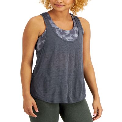 ALLBRAND365 Designer Womens Activewear Camo Bra Tank Top Color Camo Grey Size X-Small