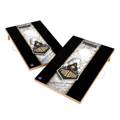 Purdue Cornhole Boards, 2x4 Solid Wood Corn Hole Set, Officially Licensed Cornhole Boards, Comes with (2) Boards & (8) Bags