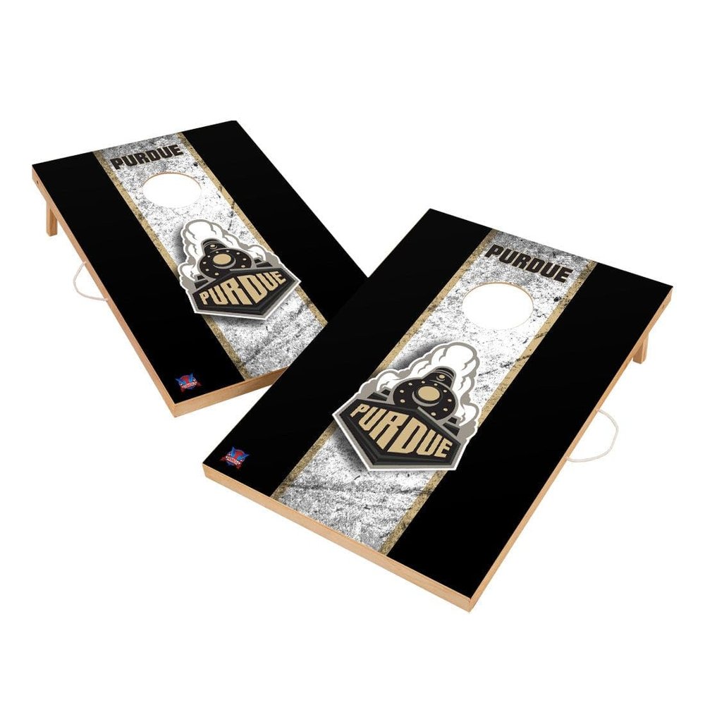 Purdue Cornhole Boards, 2x4 Solid Wood Corn Hole Set, Officially Licensed Cornhole Boards, Comes with (2) Boards & (8) Bags
