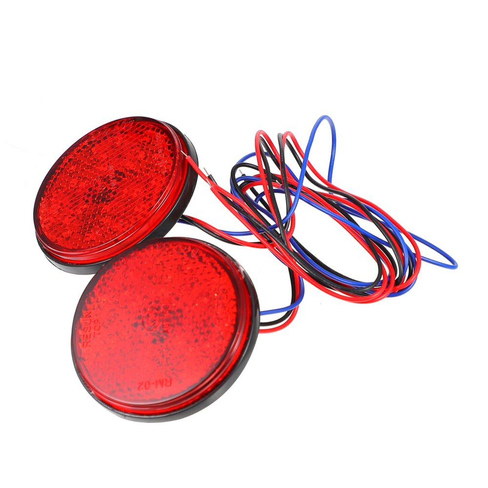 VICASKY 6pcs Round Led Tail Light Reflectors for Motorcycles High-brightness Brake Lamp Compatible Motorbike Atv Safety Lighting