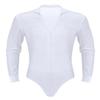 Sinleey Men's Shiny Rhinestones Dance Leotard Bodysuit Long Sleeve Ballet Latin Ballroom Dance Shirt White X-Large view 4