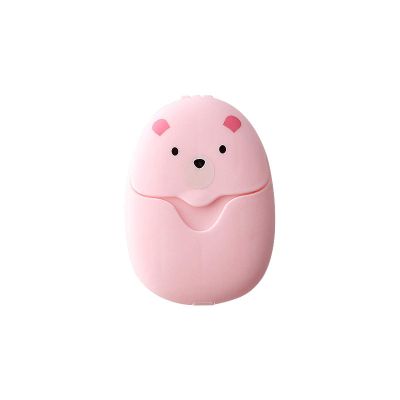 ADENLA Disposable Soap Tablets Travel Portable Paper Soap Tablets Portable Mini Bear Wash Tablet Box