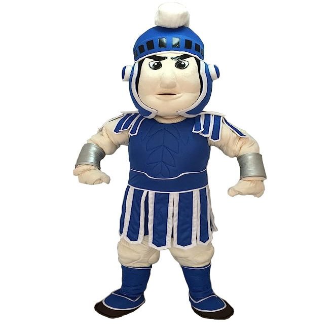 Eamior Dark Blue Spartan Trojan Knight Mascot Costume Adult Size for Men & Women with Built-in Fan Inside the Head