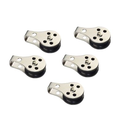 INLIMA Pulley 5PCS Stainless Steel Pulley Nylon Blocks Rope Marine Hardware for Kayak Canoe Boat Anchor Trolley Kit Rope