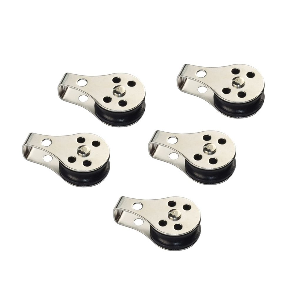 INLIMA Pulley 5PCS Stainless Steel Pulley Nylon Blocks Rope Marine Hardware for Kayak Canoe Boat Anchor Trolley Kit Rope