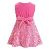 IBTOM CASTLE Girls Christmas Velvet Dress: Kid Sparkle Sequin Fall Winter Xmas Sleeveless Crew Neck Ruffle Dress Holiday Party Pageant Wedding School Dance Photograph Casual Dress Pink 9-12 Months view 3