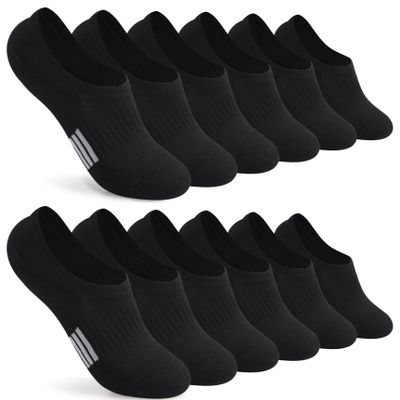 Toes Home No Show Socks Womens Cushioned Low Cut Athletic Hidden Liner Socks for Sneakers Footies Ankle Sports Invisible Running Socks 6 Pairs Black Size 9-11