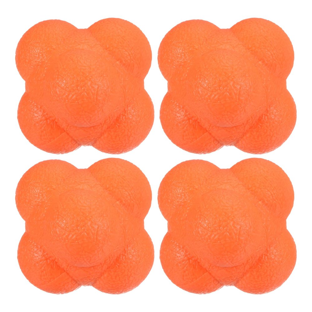 M METERXITY 4 Pack Reaction Ball - TPR High Difficulty Flexibility Training Ball Apply to Sports Exercise Daily Use (47 x 47 x 55mm, Orange)