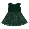 Toddler Girls Green Velvet Dress: Princess Sleeveless Sequin Sparkly Crew Neck Vintage Tie Back Ruffle Dress Holiday Christmas Xmas Pageant Party Fall Winter Outfits Green 12-18 Months view 4