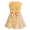 Baby Girl Fall Winter Christmas Dress: Toddler Velvet Sequin Sleeveless Dress Sparkle Crew Neck Formal Wedding Party Dress Photo Shoot Princess Evening Gown Tutu Dress Khaki 9-12 Months view 3