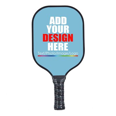 Custom Pickleballs Paddles Pickle Ball Paddle Ribbed Non-Slip Cushion Grip Single Racket with Your Own Design Sky Blue