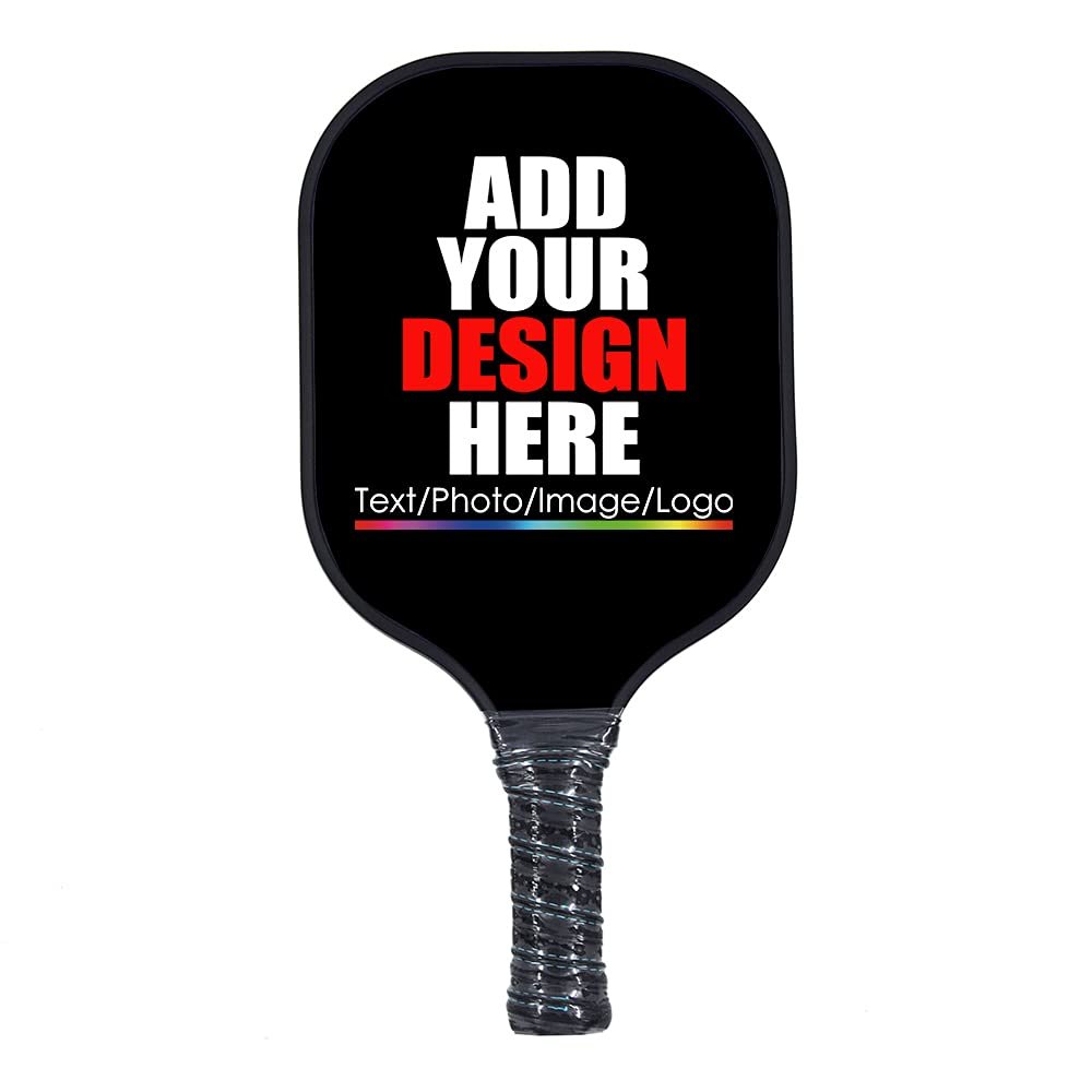 Custom Pickleballs Paddles,Personalized Pickleballs Paddle Racquet with Comfort Grip,Add Your Photo,Text,Logo Paddle for Gifts Black
