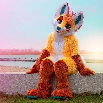 PROPSCOS Long Furry Orange Brown Husky Dog Mascot Costume Customize Cartoon Anime (L)