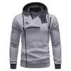 Maiyifu-GJ Men's Oblique Zipper Plus Lapel Hoodies Long Sleeve Hooded Drawstring Asymmetric Sweatshirt Slim Fit Jackets (XXL,Light Gray 1) view 1