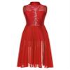 Sinleey Women Lyrical Dance Costume Modern Contemporary Ballet Dancewear Mock Neck Mesh Flowy Dress Red XX-Large view 1