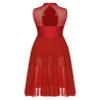 Sinleey Women Lyrical Dance Costume Modern Contemporary Ballet Dancewear Mock Neck Mesh Flowy Dress Red XX-Large view 4